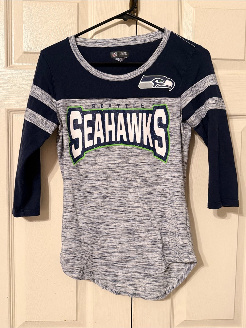 Team Apparel Seattle Seahawks Navy, Heather Gray & Lime women’s'  Tee